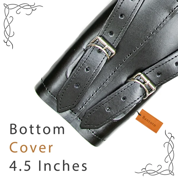 Leather Archery Quiver black bottom cover close up made from genuine cowhide leather