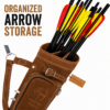 Leather Archery Quiver with organized arrow storage keeping arrows separated and easy to access.