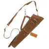 Leather Archery Quiver premium suede brown angled front view with adjustable shoulder strap