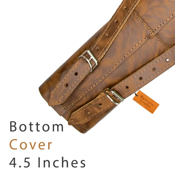 Leather Archery Quiver tiger brown bottom cover close up made from genuine cowhide leather