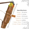 Leather Archery Quiver tiger brown genuine leather front view with specifications