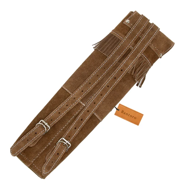 Leather Back Quiver suede brown rear view with adjustable straps