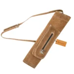 Premium Leather Archery Quiver brown cowhide arrow holder with adjustable shoulder strap