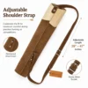 Suede leather archery back quiver with an adjustable shoulder strap, reinforced attachment points, and a sturdy metal buckle for a secure, customized fit.