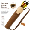 Suede leather archery back quiver with spacious arrow compartment for organized and secure arrow storage.