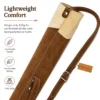 Lightweight suede leather archery back quiver with adjustable shoulder strap for comfortable all-day wear.