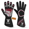 Go karting gloves flat front and rear view showing breathable fabric and silicone grip
