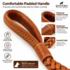 Braided leather dog leash with comfortable padded cowhide handle and reinforced hand stitching for secure control