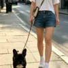 Leather dog leash attached to a Labrador outdoors demonstrating everyday walking and training use