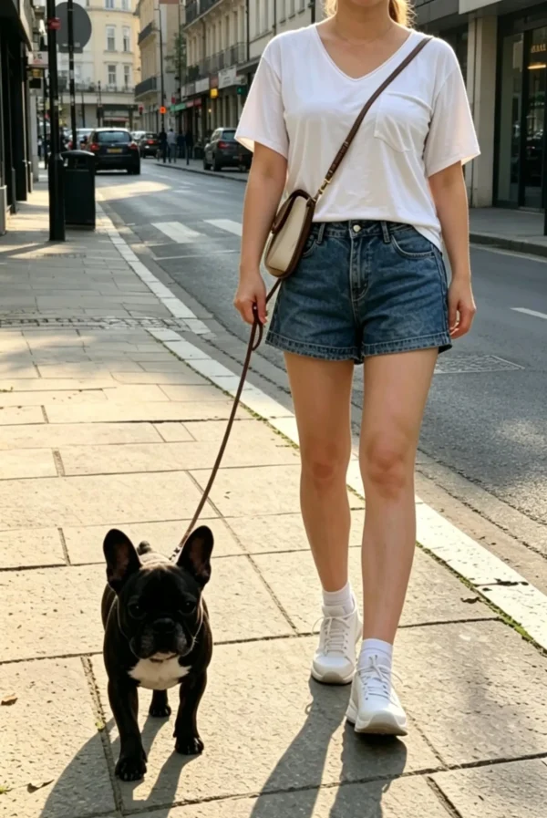 Leather dog leash attached to a Labrador outdoors demonstrating everyday walking and training use
