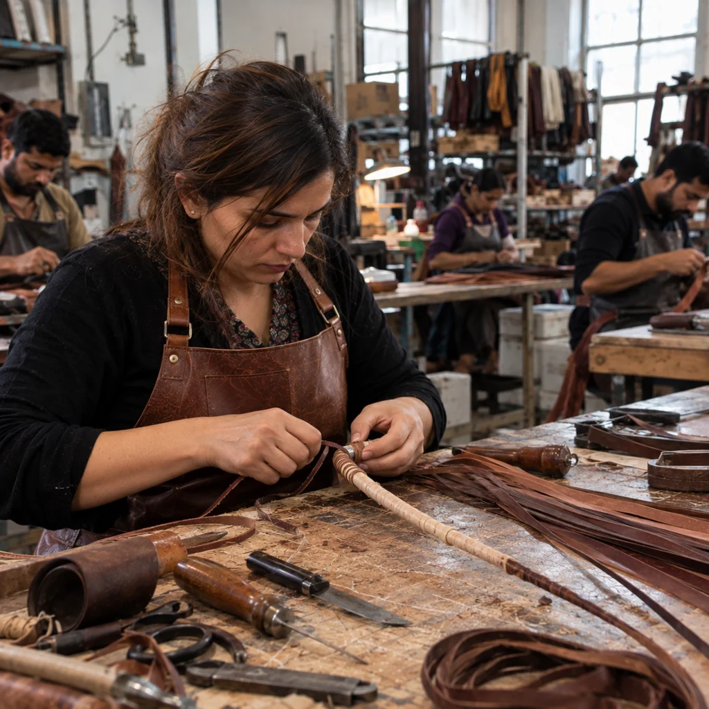 Preparing the internal core of a handmade leather bullwhip